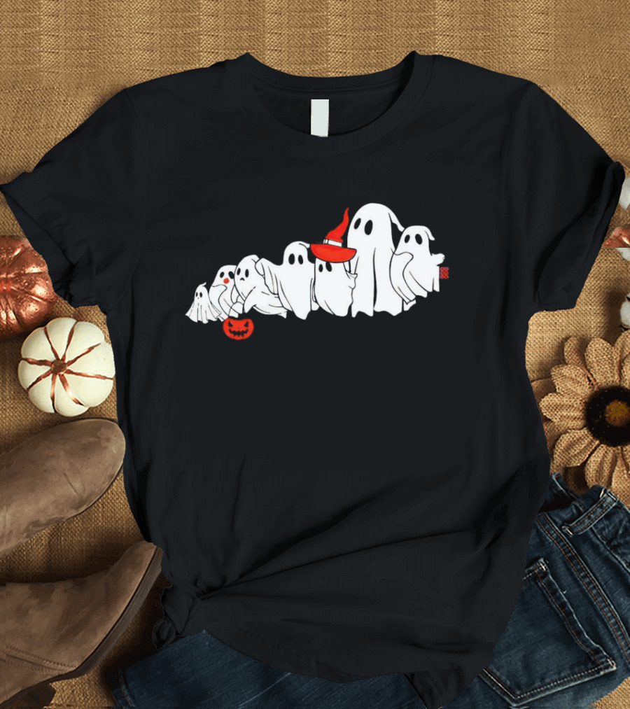 The Boograss State Ghosts Halloween Parade With Witch Hat And Pumpkin T-Shirt