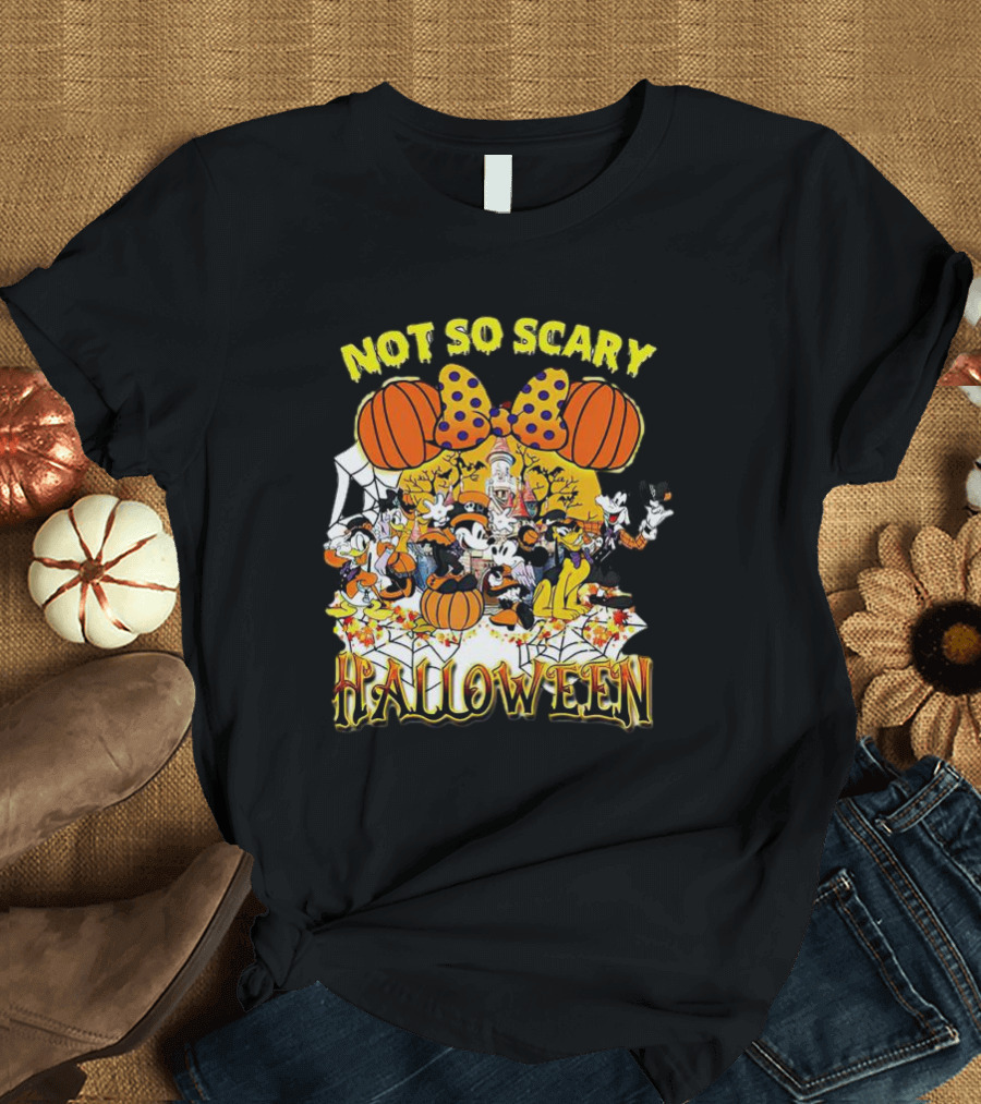 Not So Scary Halloween Disney Characters Pumpkins And Polka Dots T-Shirt
