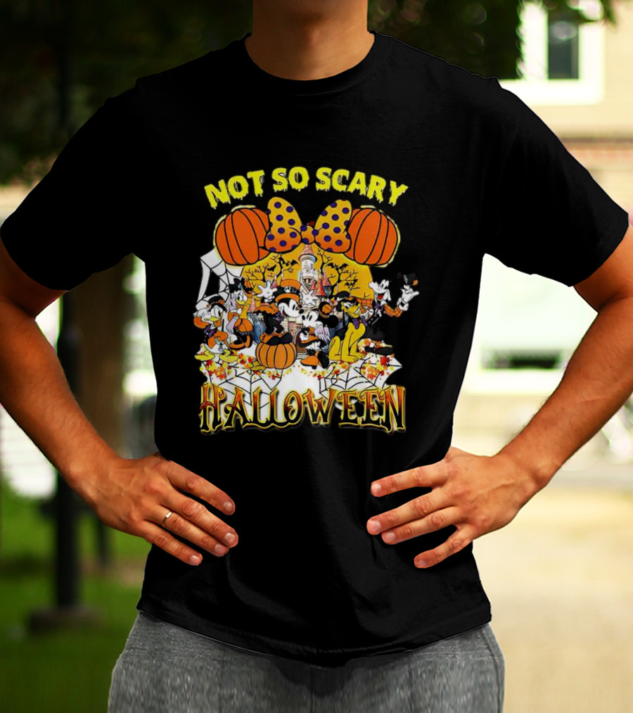 Not So Scary Halloween Disney Characters Pumpkins And Polka Dots T-Shirt