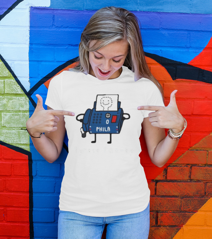 Tyrese Fax-Ey Phila Blue Fax Machine Character T-Shirt
