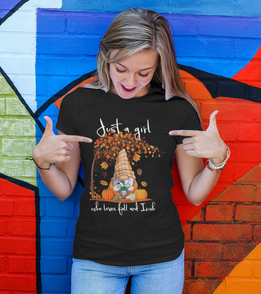 Just A Girl Who Loves Fall And Irish Gnome T-Shirt