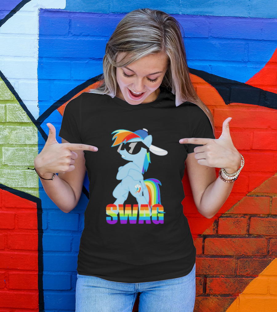 Rainbow Dash Swag With Pony And Cap T-Shirt