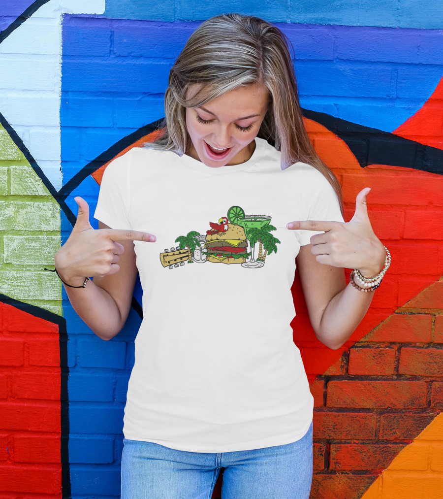 Cheeseburger Parrot Kentucky Palm Trees Margarita Guitar Elements T-Shirt