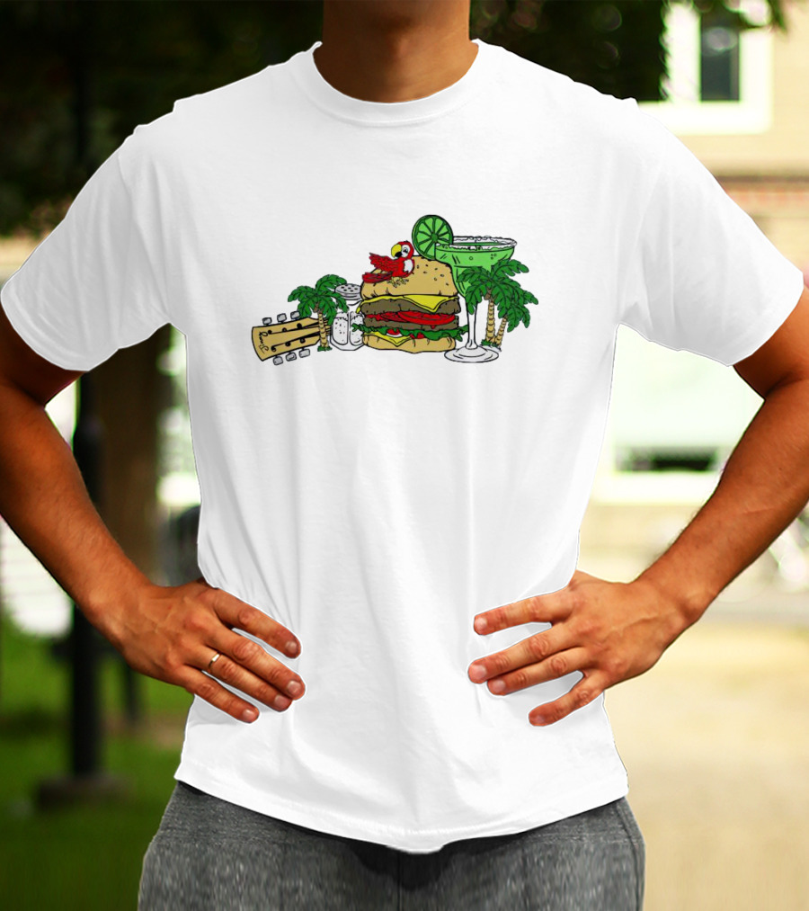 Cheeseburger Parrot Kentucky Palm Trees Margarita Guitar Elements T-Shirt