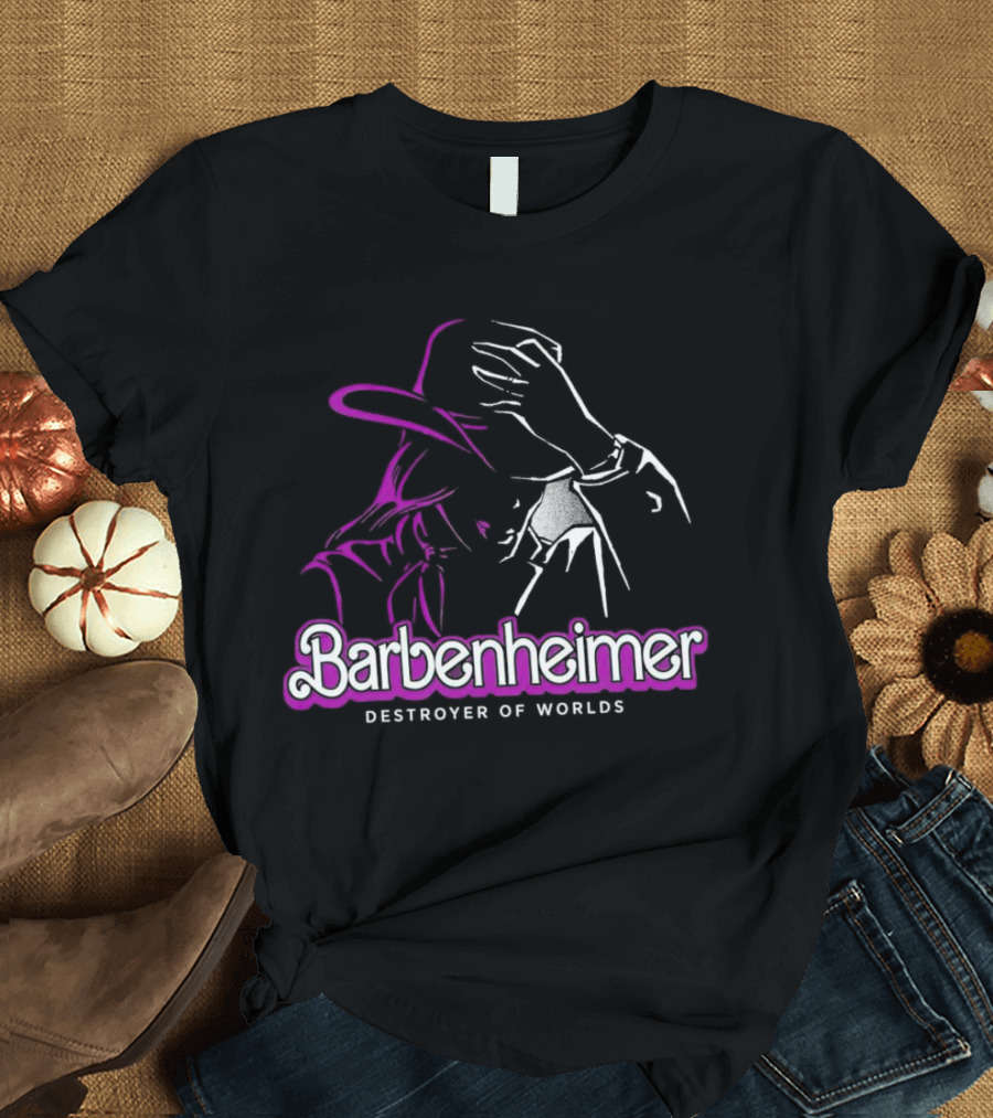 Barbenheimer Destroyer Of Worlds Shadowed Figure With Hat T-Shirt