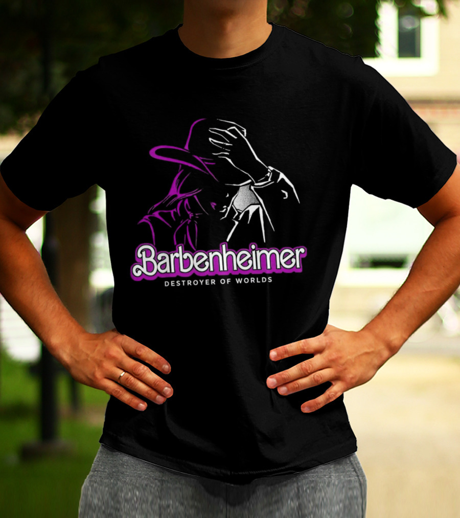 Barbenheimer Destroyer Of Worlds Shadowed Figure With Hat T-Shirt