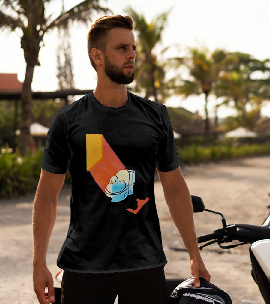 Duck Sitting In Bathroom Corner With Shadow Reflection T-Shirt