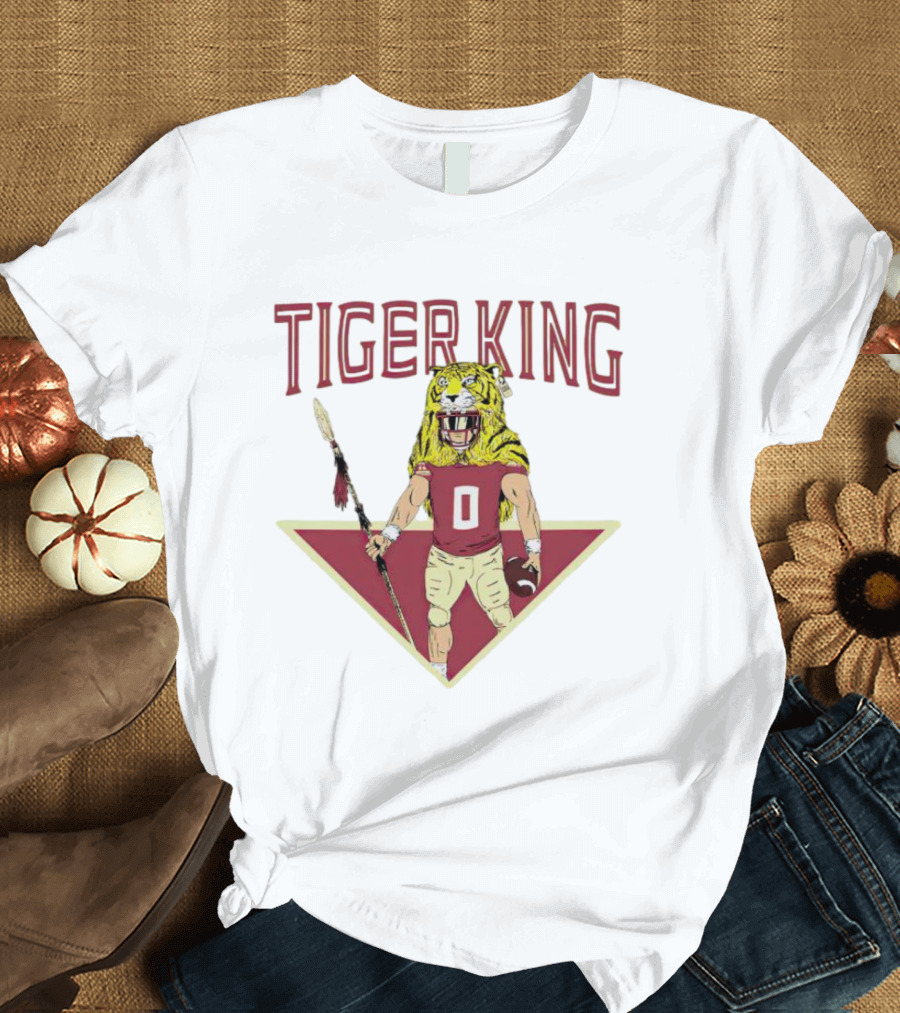 FSU Tiger King Football Warrior With Spear And Helmet T-Shirt