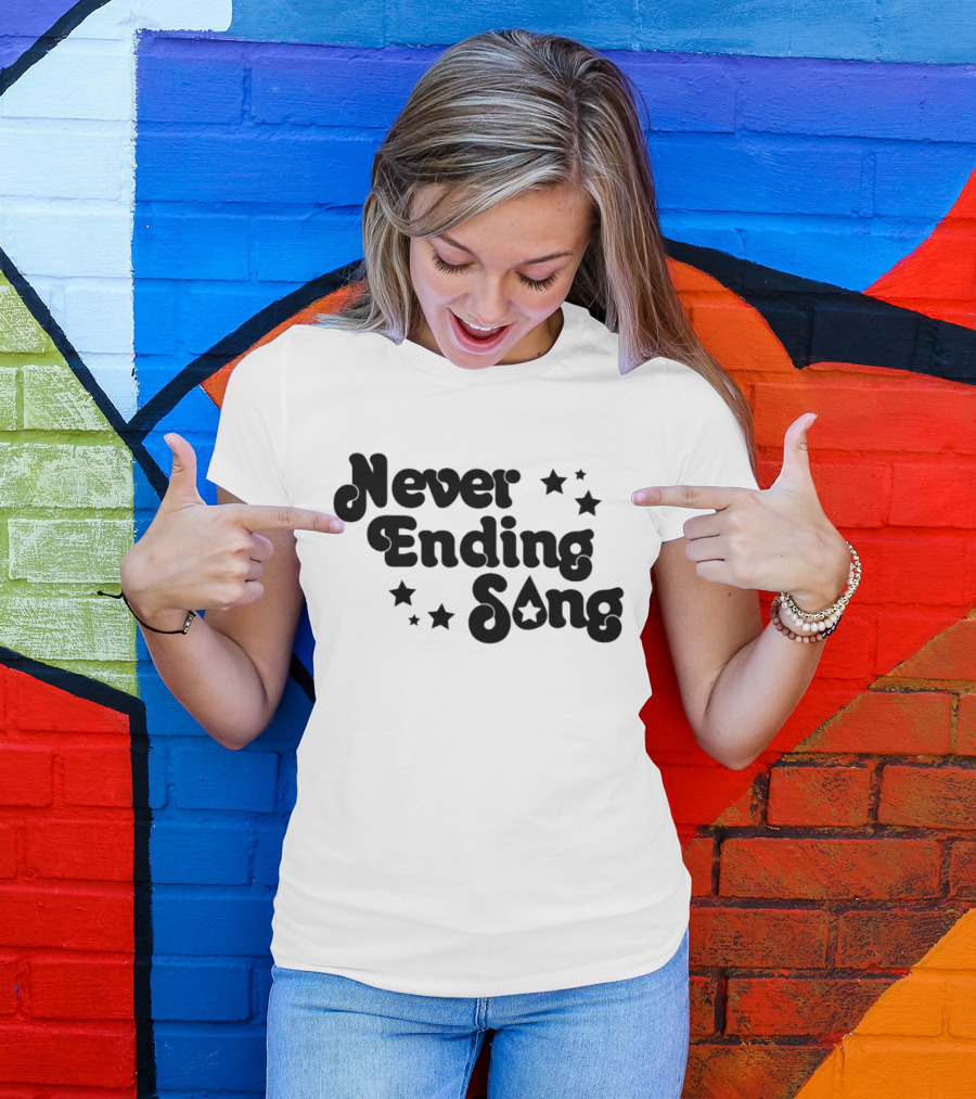 Never Ending Song With Retro Star Accents T-Shirt
