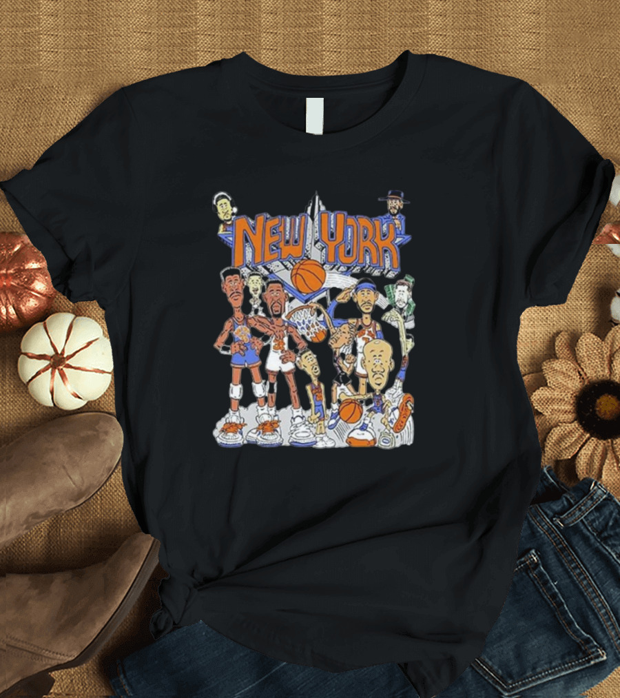 New York Knicks All-Stars Basketball Characters Cartoon T-Shirt