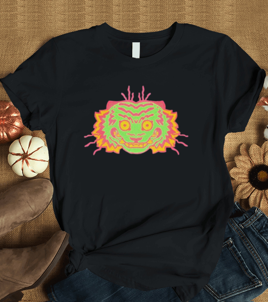 Office Papajoolia Tiger Pipi Film Face Neon Tiger Face T-Shirt