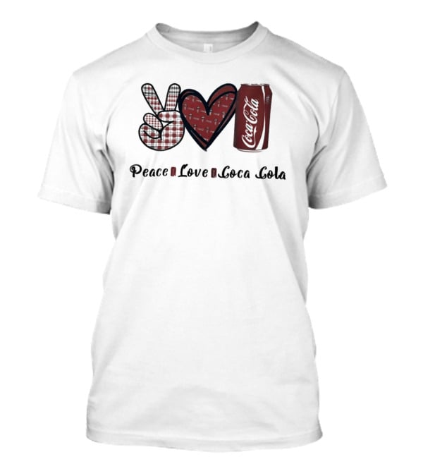 Peace Love Coca Cola Can With Heart And Peace Sign T-Shirt