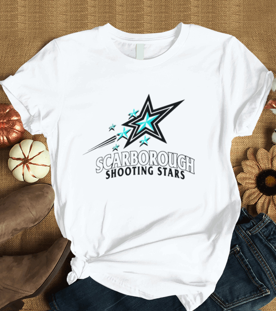 Scarborough Shooting Stars Logo With Teal And Black Starburst T-Shirt