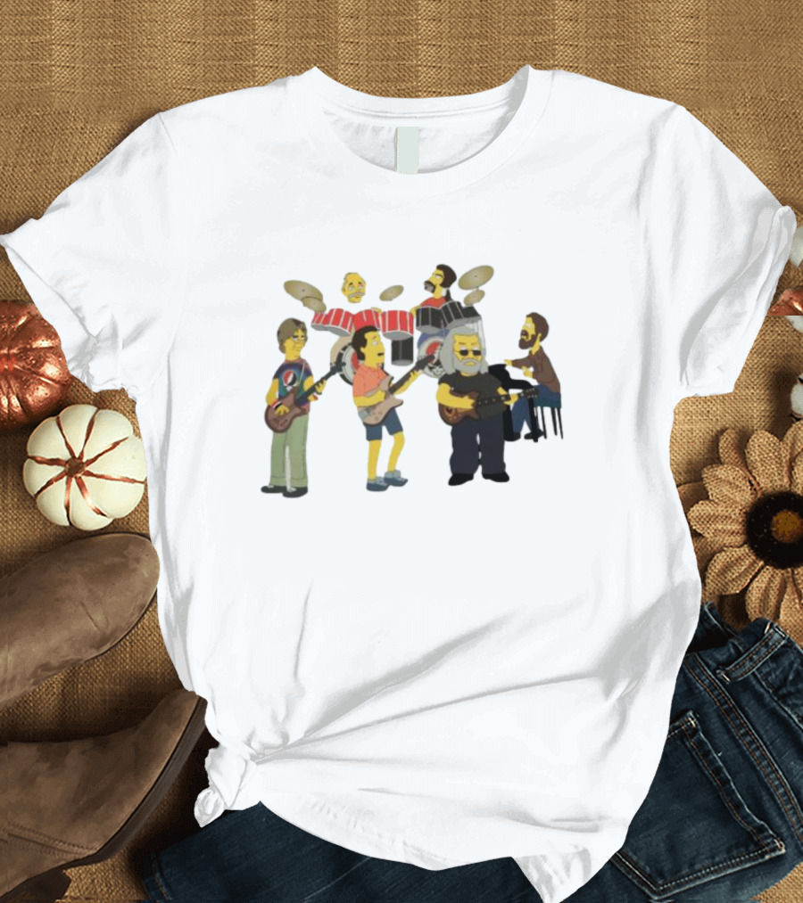 Grateful Dead Simpsons Band Cartoon Characters T-Shirt