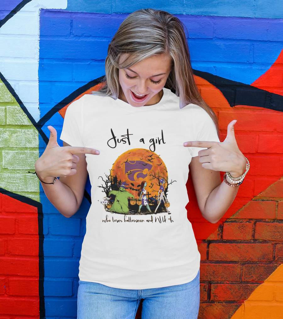 Just A Girl Who Loves Halloween And Kansas State Wildcats The Nightmare Before Christmas T-Shirt