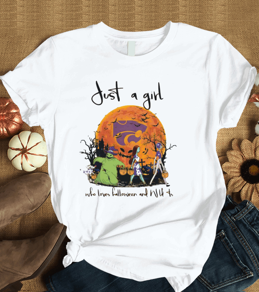 Just A Girl Who Loves Halloween And Kansas State Wildcats The Nightmare Before Christmas T-Shirt