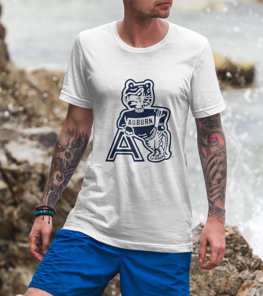 Auburn Tigers Throwback Orange Vintage Logo Tiger With A T-Shirt