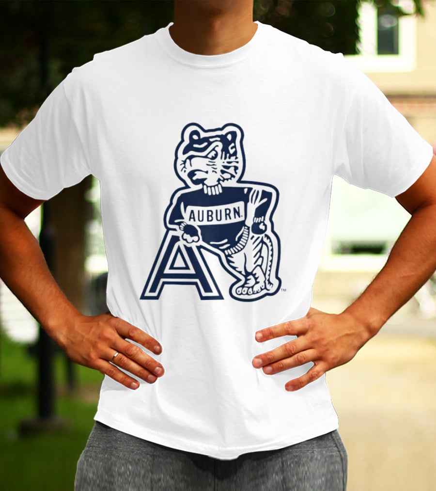 Auburn Tigers Throwback Orange Vintage Logo Tiger With A T-Shirt