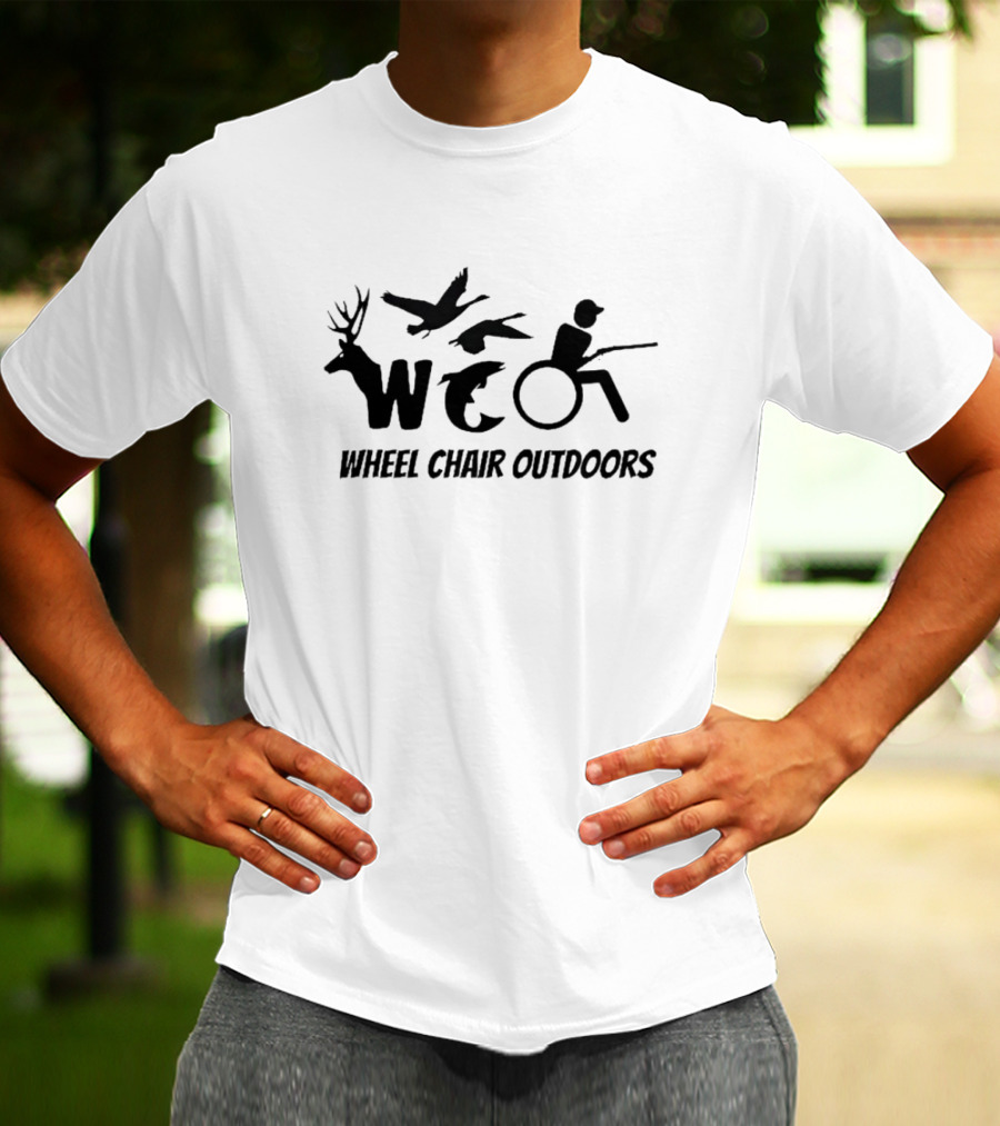 Wheel Chair Outdoors WC Deer Ducks Fishing T-Shirt