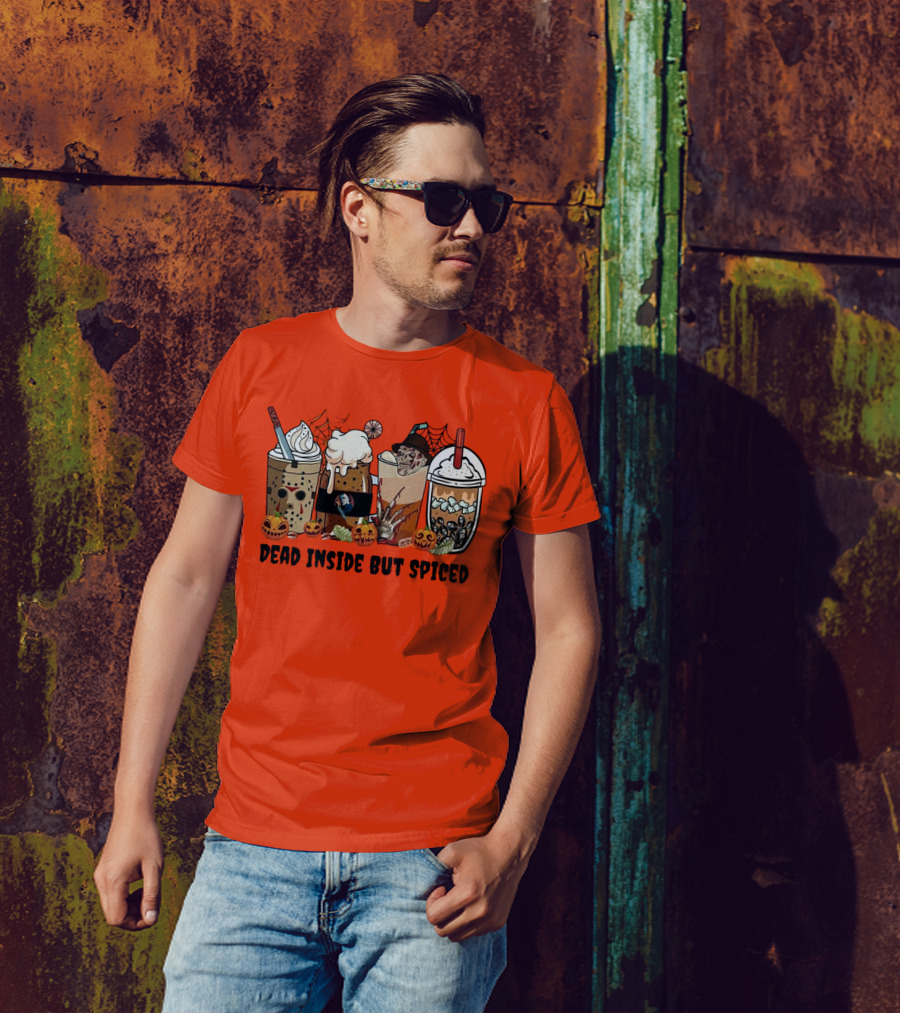Dead Inside But Spiced Halloween Spooky Pumpkin Latte T-Shirt
