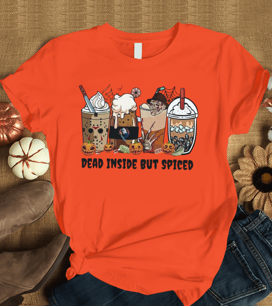 Dead Inside But Spiced Halloween Spooky Pumpkin Latte T-Shirt