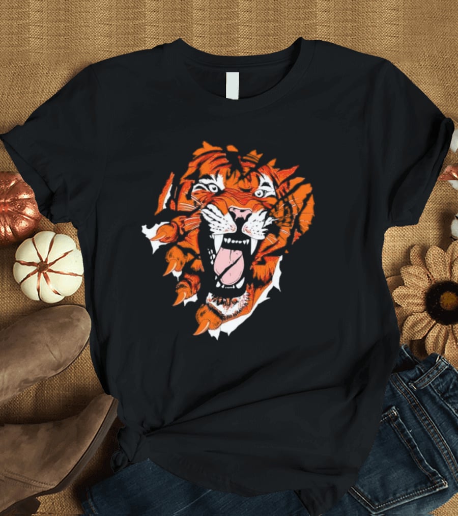 Cincinnati Bengals Roaring Tiger Face T-Shirt