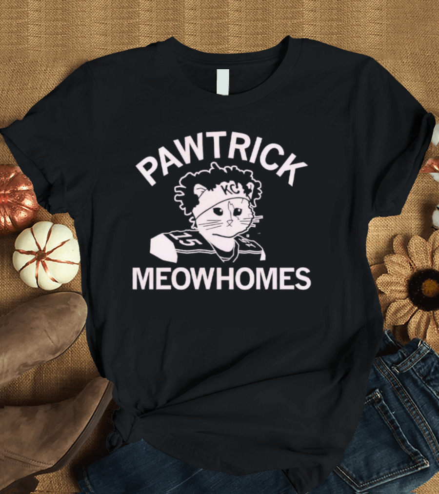 Pawtrick Meowhomes KC Cat Jersey With Headband Football T-Shirt