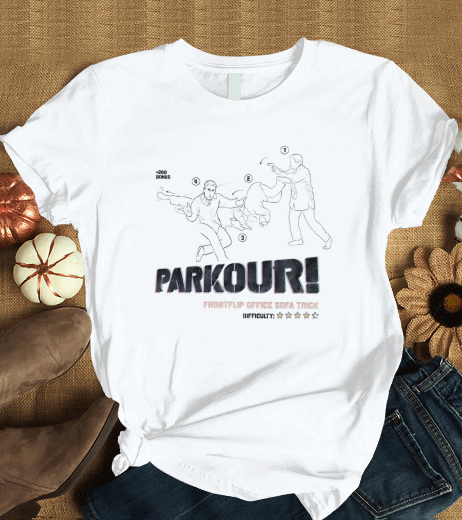Parkour Frontflip Office Sofa Trick Bonus Difficult Five Star T-Shirt
