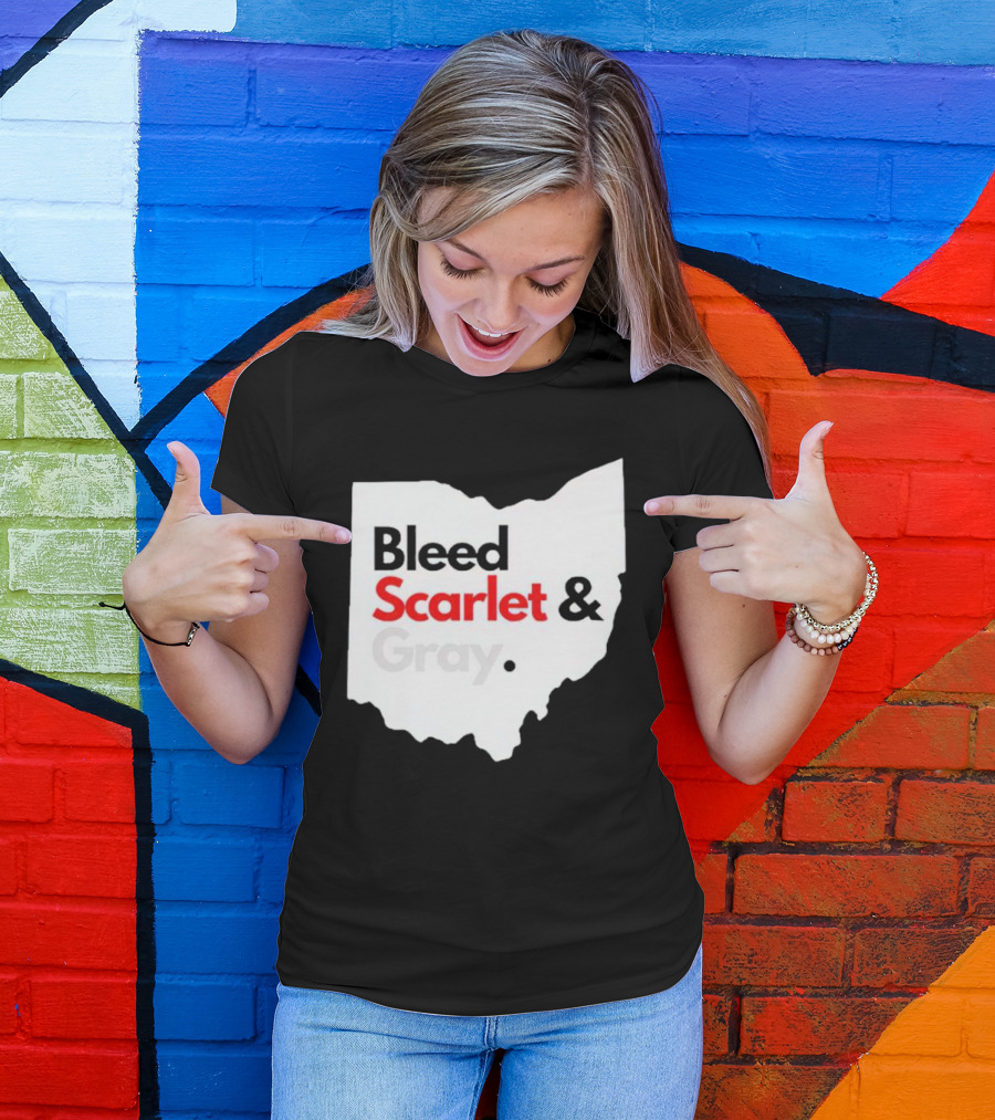 Ohio State Buckeyes Bleed Scarlet And Gray Map T-Shirt