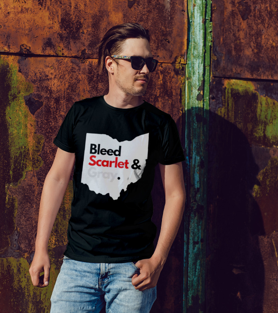 Ohio State Buckeyes Bleed Scarlet And Gray Map T-Shirt