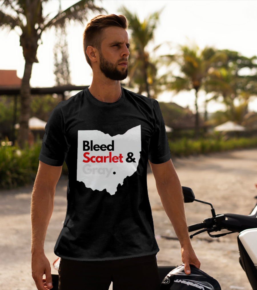 Ohio State Buckeyes Bleed Scarlet And Gray Map T-Shirt