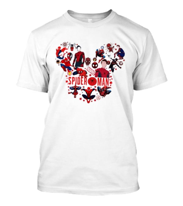 Marvel Spider-Man Heart Collage Featuring Iconic Poses T-Shirt