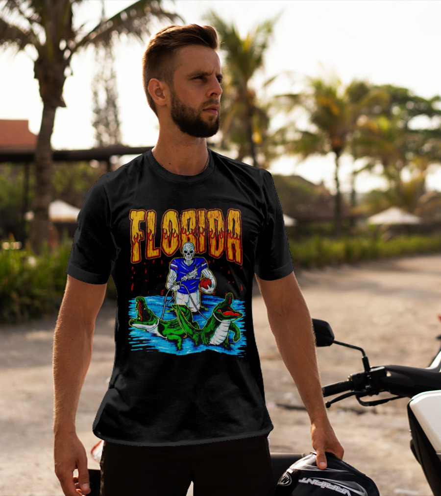 Florida Skeleton Football With Gators T-Shirt