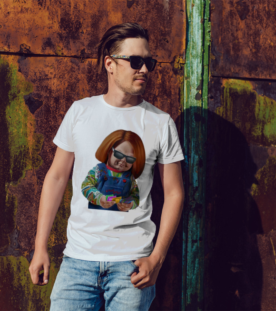 Chucky Good Guys Child’s Play Halloween Icon With Sunglasses And Cards T-Shirt