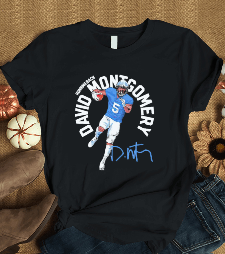 David Montgomery Running Back Signature Number 5 T-Shirt