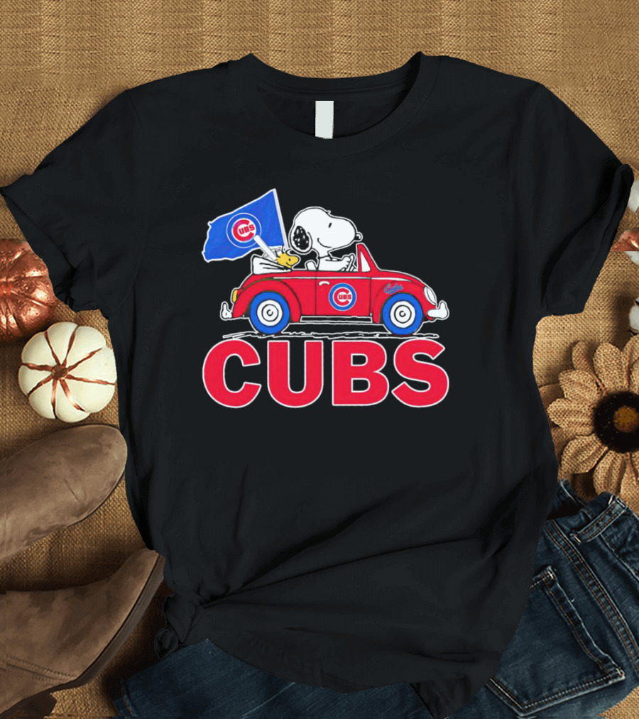 Snoopy Woodstock Chicago Cubs Car Adventure T-Shirt