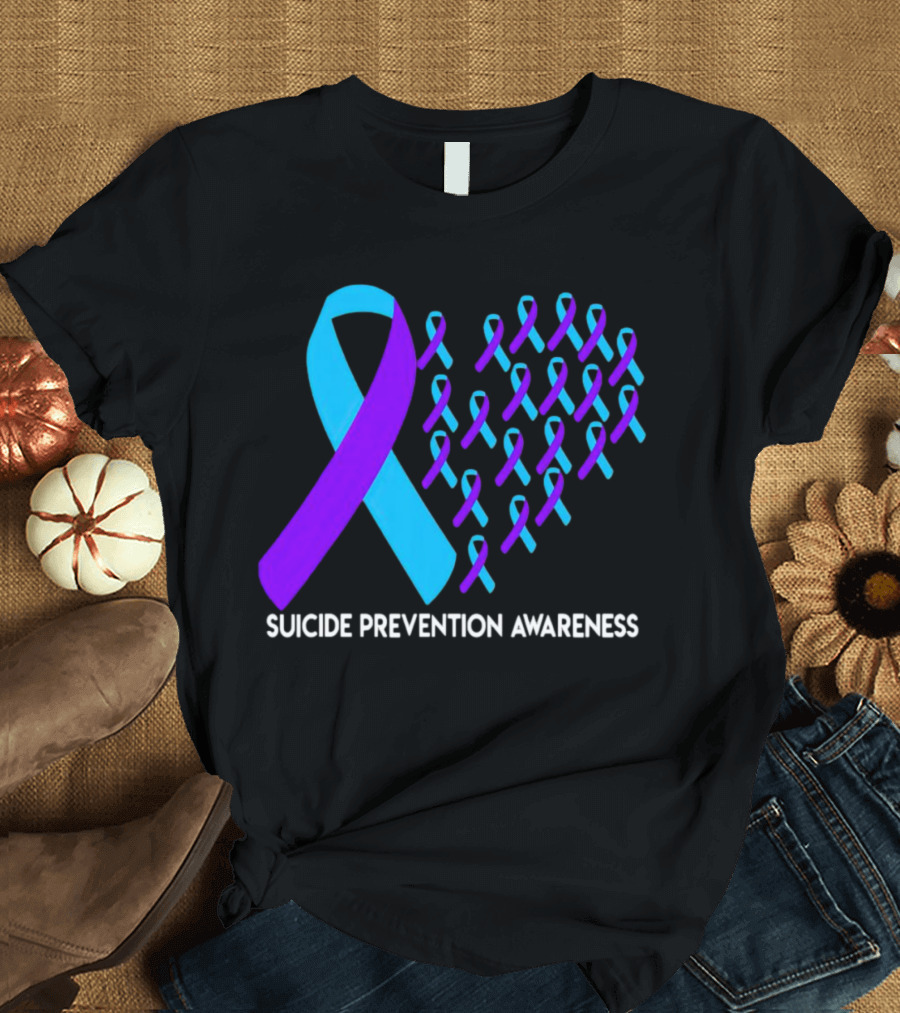 Suicide Prevention Awareness Ribbon Heart T-Shirt