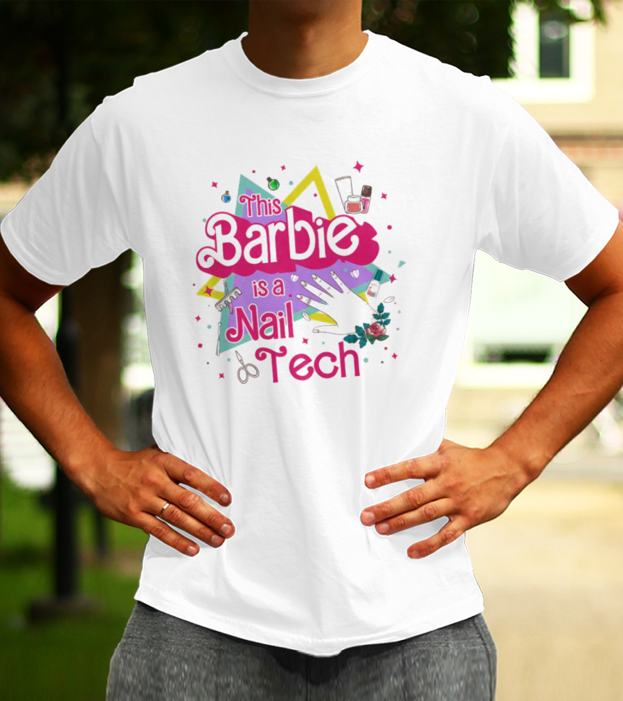 This Barbie Is A Nail Tech With Starburst And Nail Polish Icons T-Shirt