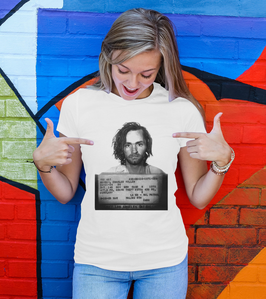 Charles Manson Mugshot Los Angeles Police Department Booking 1969 T-Shirt