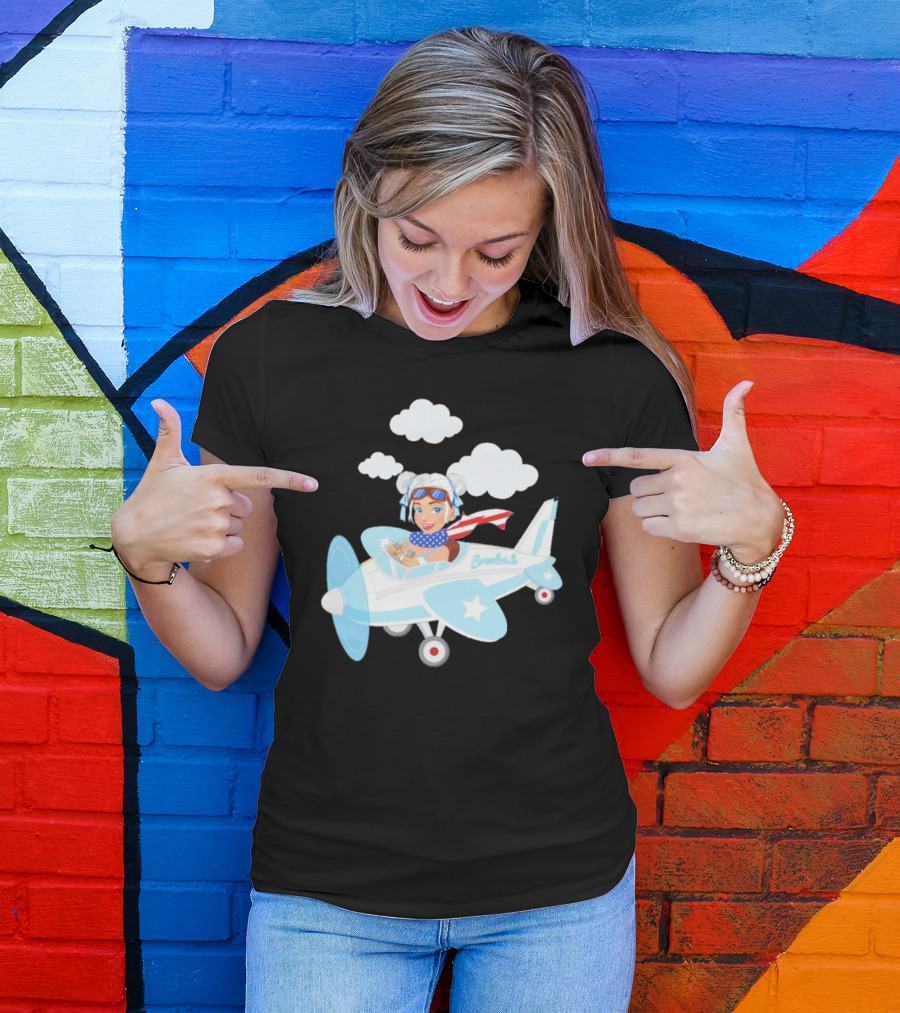 Flying In The USA Xia Brookside Pilot Airplane Cartoon Clouds T-Shirt