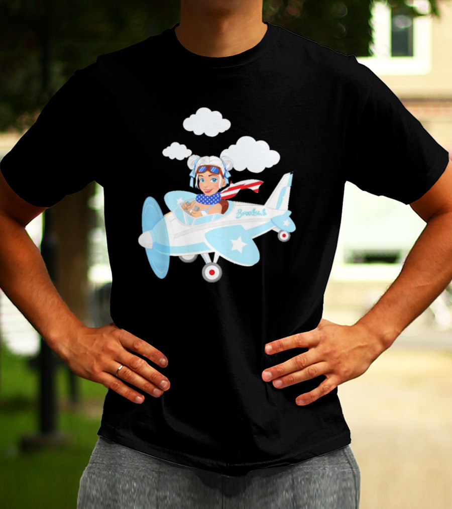 Flying In The USA Xia Brookside Pilot Airplane Cartoon Clouds T-Shirt