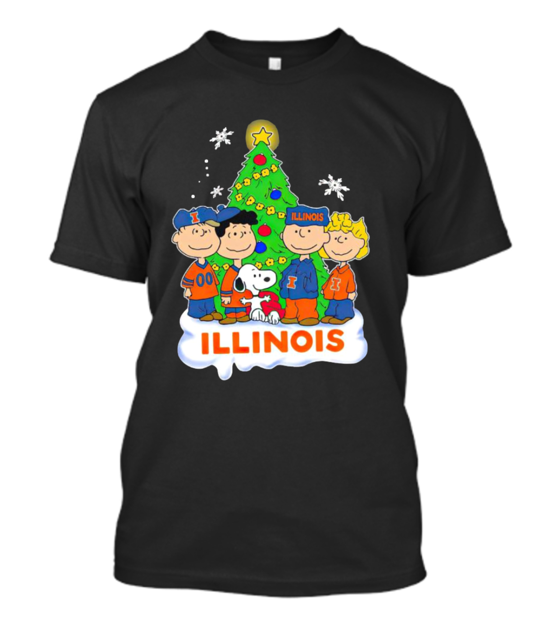 Peanuts Illinois Christmas Tree Celebrating Illinois Fighting Illini With Snoopy And Friends T-Shirt