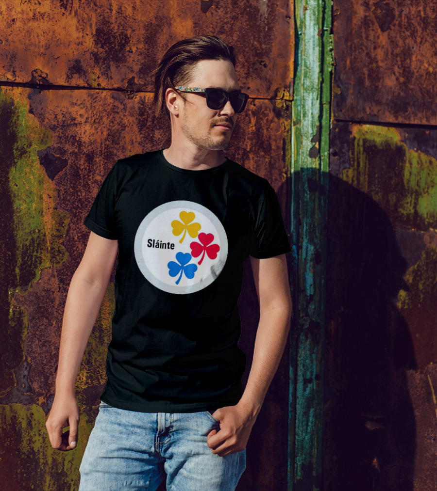 Sláinte Steelers Irish Shamrock Symbols T-Shirt