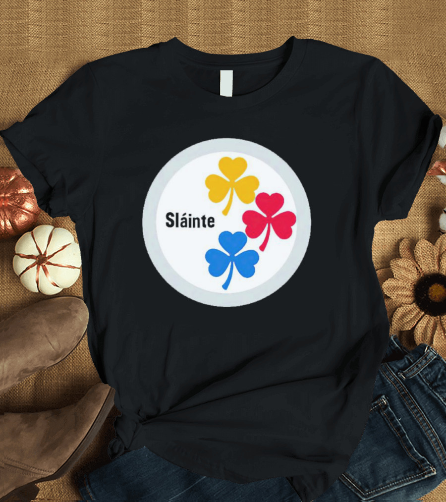 Sláinte Steelers Irish Shamrock Symbols T-Shirt