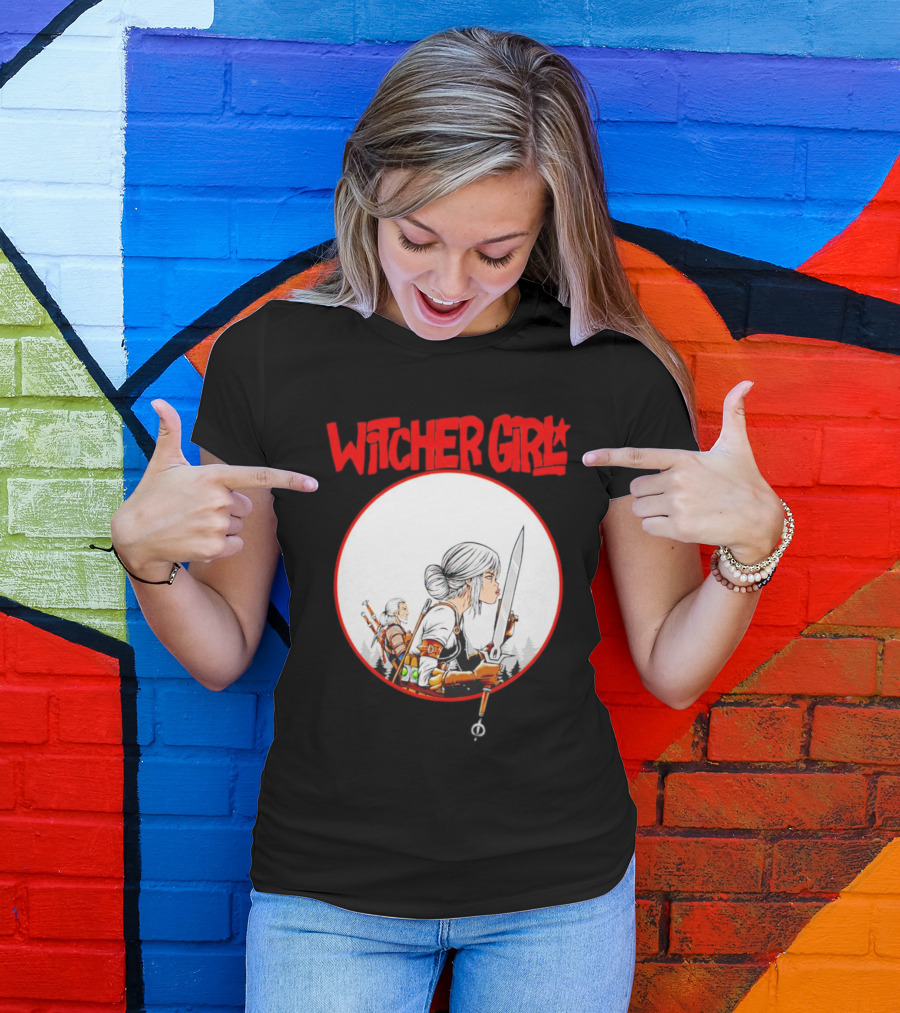 Witcher Girl Sword Arts Iconic Fantasy Character Scene T-Shirt