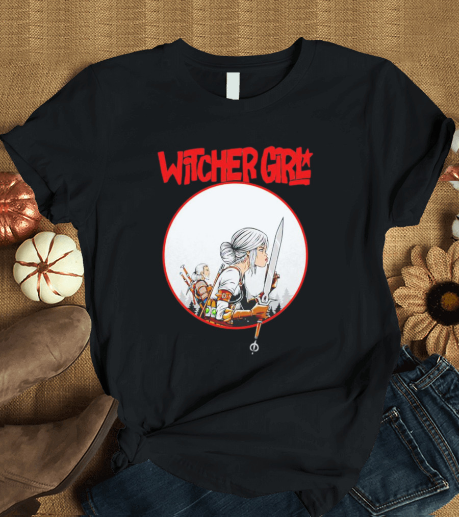 Witcher Girl Sword Arts Iconic Fantasy Character Scene T-Shirt