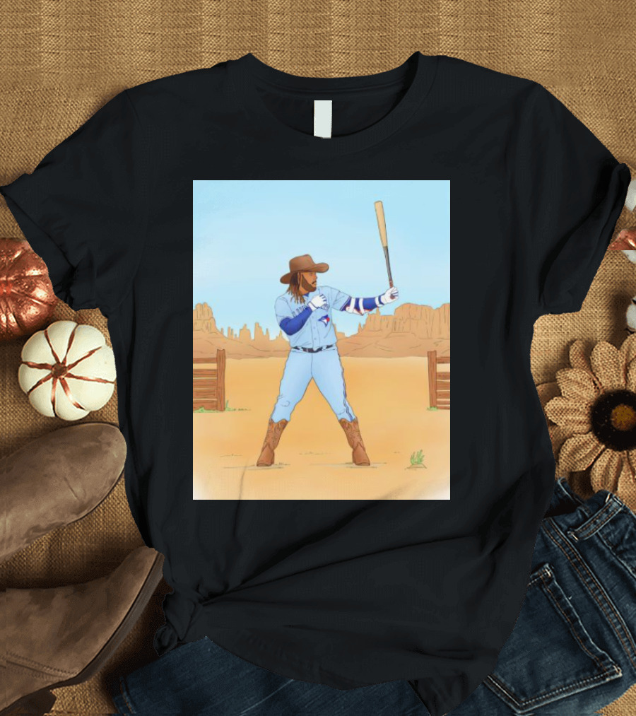 Blue Jays Vladimir Guerrero Jr. Cowboy Desert Baseball Scene T-Shirt