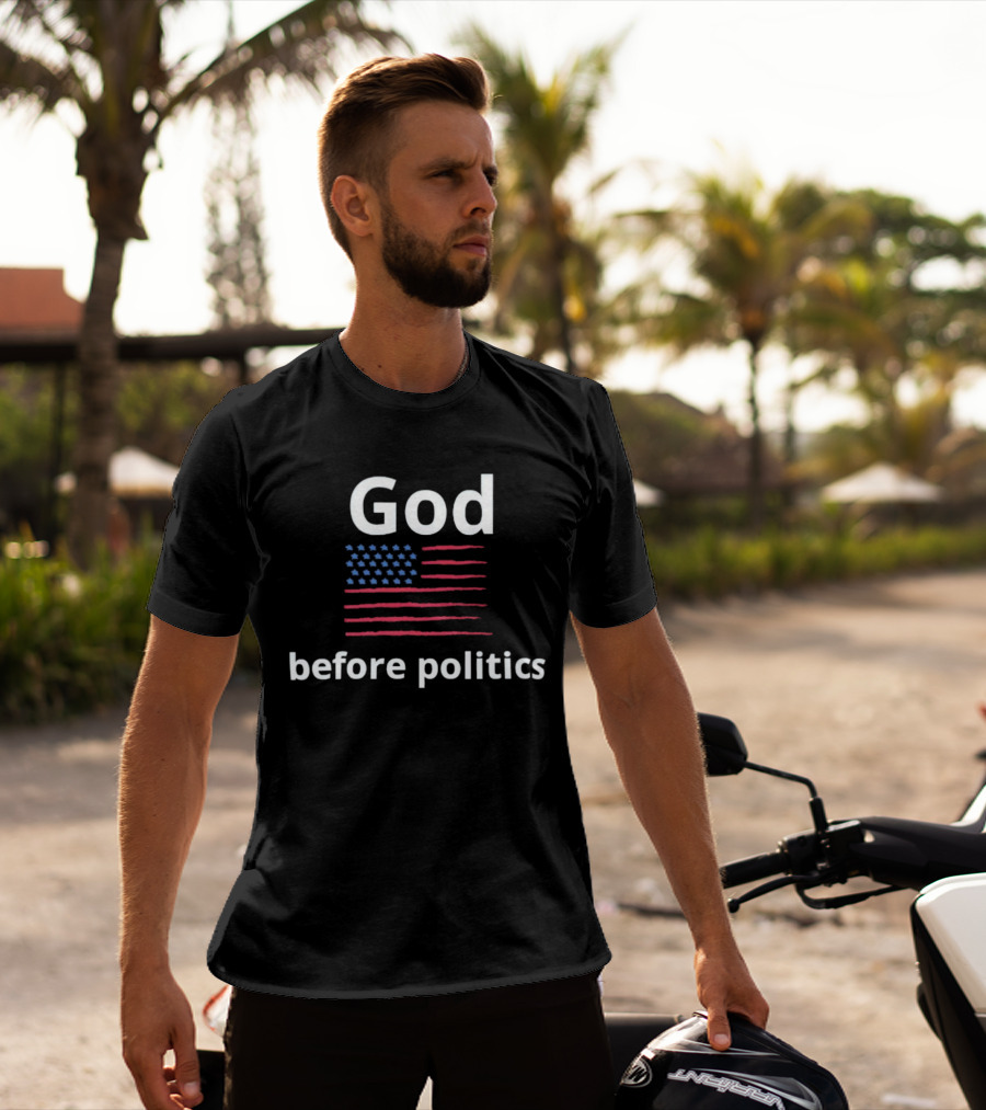 God Before Politics USA Flag T-Shirt