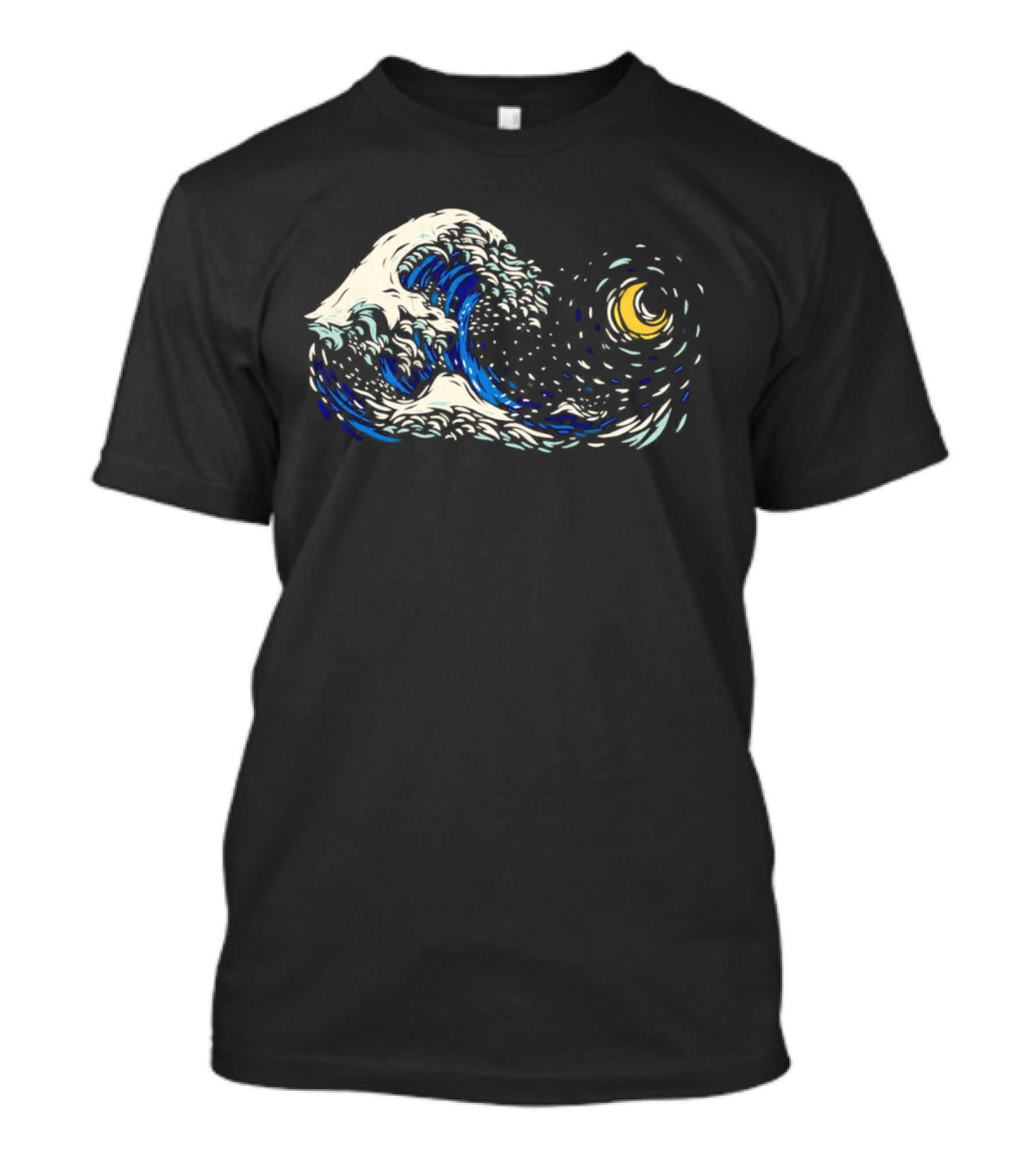 Starry Night Meets Great Wave Fusion T-Shirt