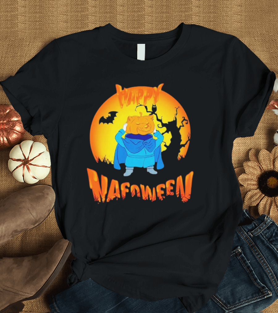 Happy NAFOween Pumpkin Rider With Spooky Moon And Bat T-Shirt